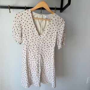 Madewell Cream Mini Dress with Red Heart Print